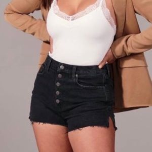 Abercrombie & Fitch Button Fly High Rise Mom Short Curve Love Short Black 2/26